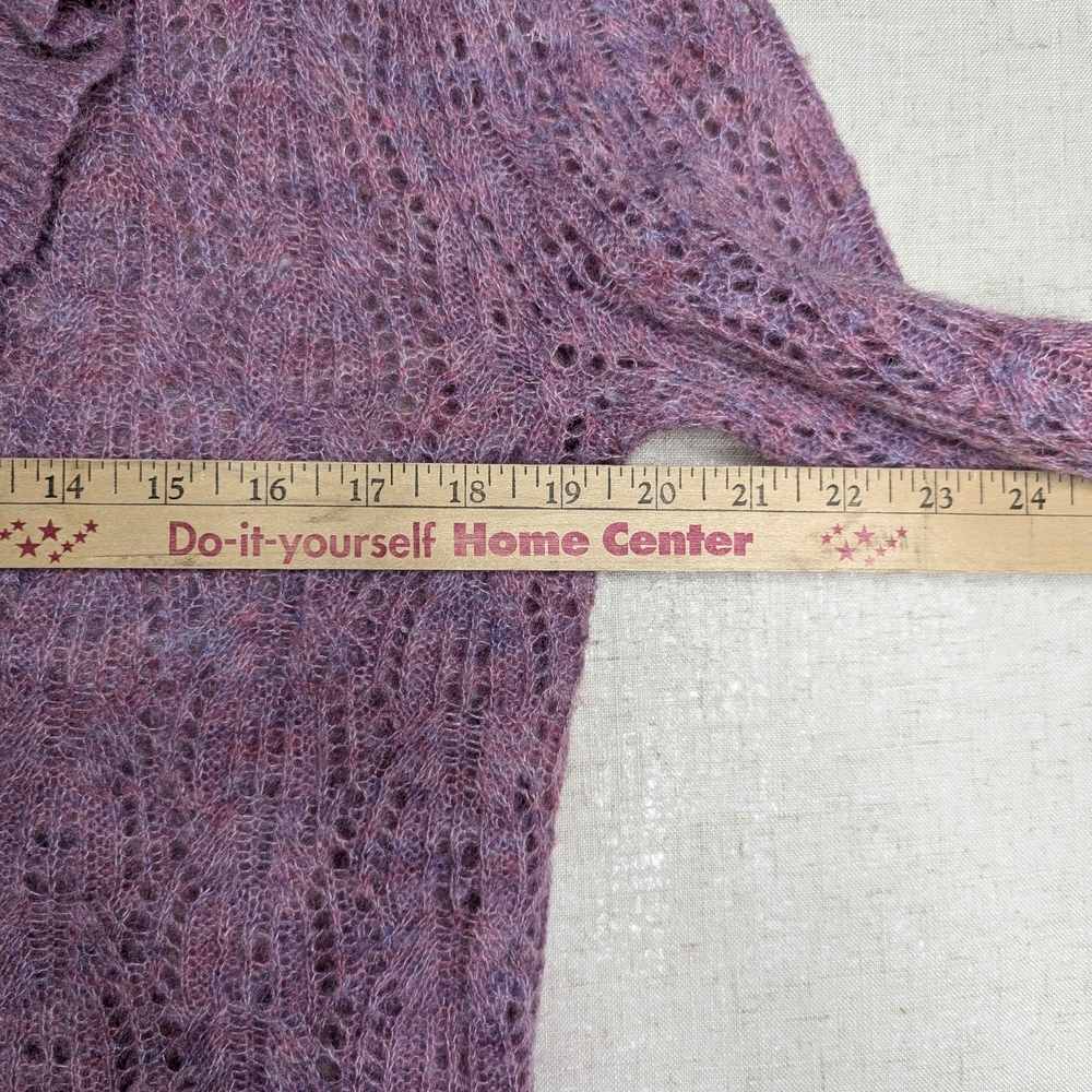 Bishop + Young Ruffle Lace Knit Sweater Purple Mock Neck M - Picture 7 of 9